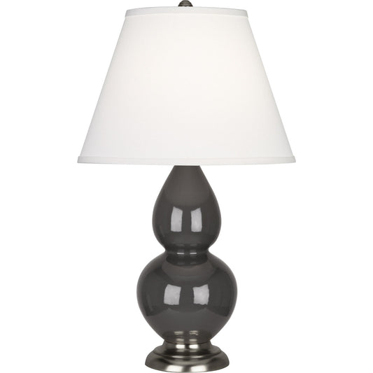 Robert Abbey  Ash Small Double Gourd Accent Lamp in Ash Glazed Ceramic with Antique Silver Finished Accents CR12X