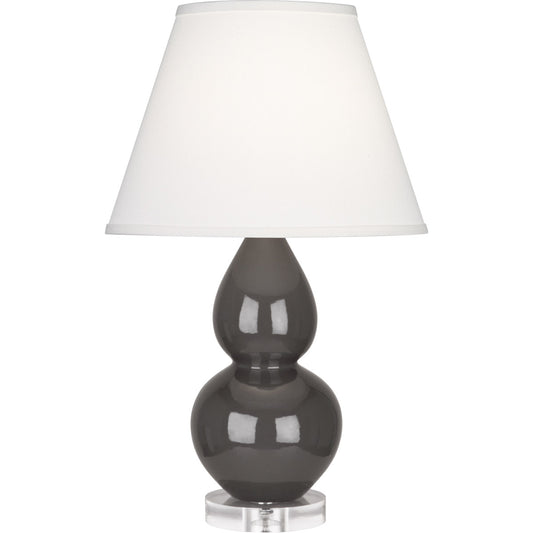 Robert Abbey  Ash Small Double Gourd Accent Lamp in Ash Glazed Ceramic with Lucite Base CR13X