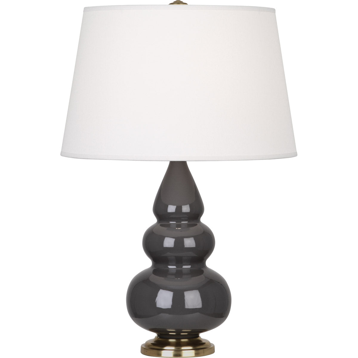 Robert Abbey  Ash Small Triple Gourd Accent Lamp in Ash Glazed Ceramic with Antique Brass Finished Accents CR30X