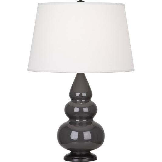 Robert Abbey  Ash Small Triple Gourd Accent Lamp in Ash Glazed Ceramic with Deep Patina Bronze Finished Accents CR31X