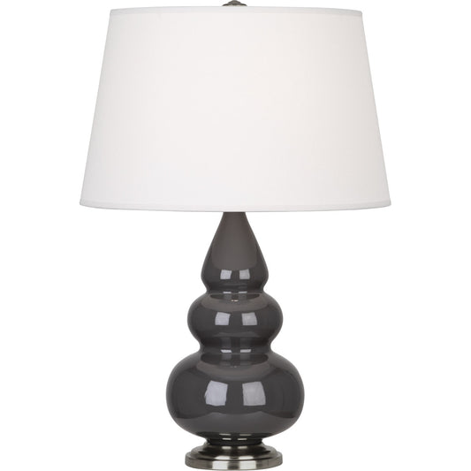 Robert Abbey  Ash Small Triple Gourd Accent Lamp in Ash Glazed Ceramic with Antique Silver Finished Accents CR32X