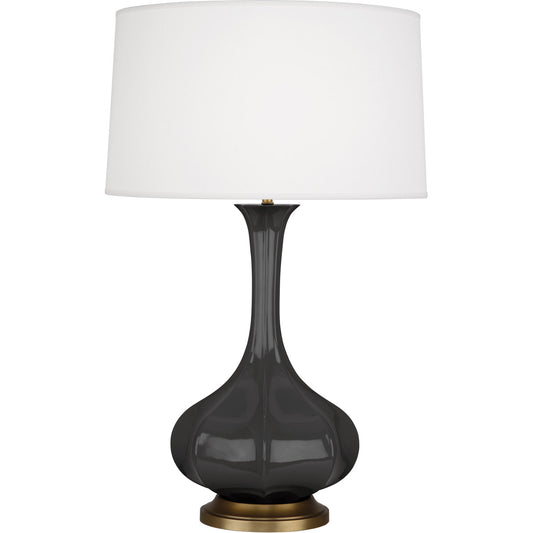 Robert Abbey  Ash Pike Table Lamp in Ash Glazed Ceramic with Aged Brass Accents CR994