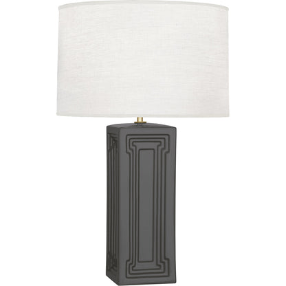 Robert Abbey  Williamsburg Nottingham Table Lamp in Dark Gray Glazed Ceramic with Modern Brass Accents LB50