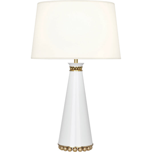 Robert Abbey  Pearl Table Lamp in Lily Lacquered Paint and Modern Brass Accents LY44X