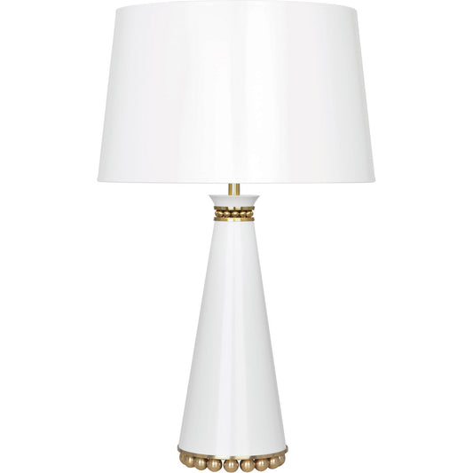 Robert Abbey  Pearl Table Lamp in Lily Lacquered Paint with Modern Brass Accents LY44