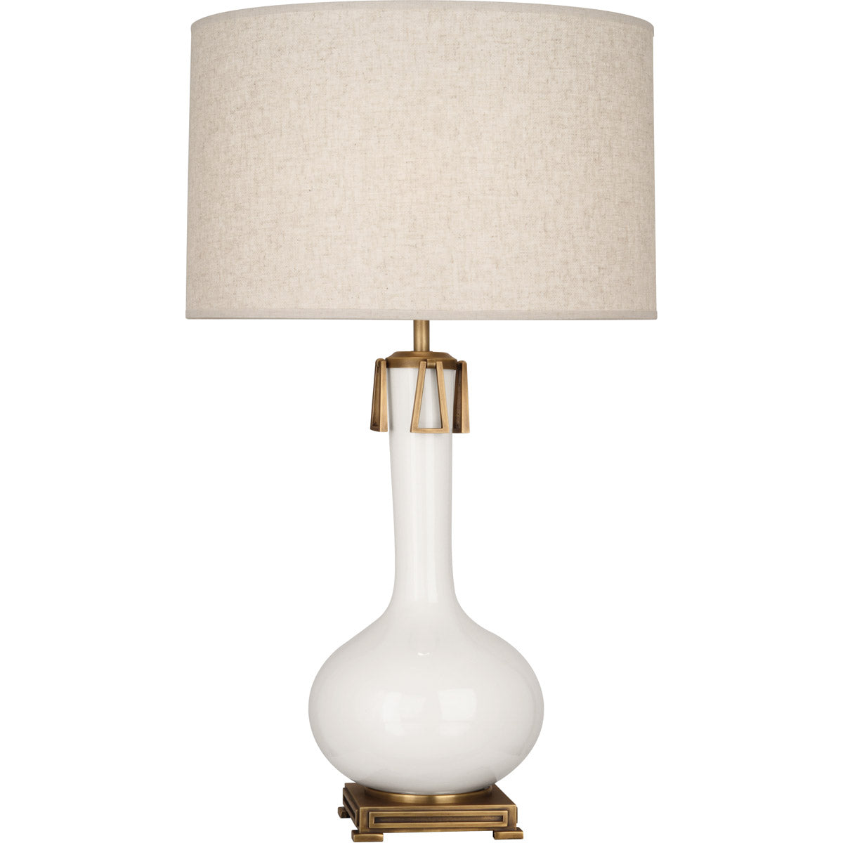 Robert Abbey  Lily Athena Table Lamp in Lily Glazed Ceramic with Aged Brass Accents LY992