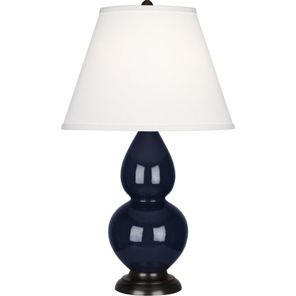 Robert Abbey  Midnight Small Double Gourd Accent Lamp in Midnight Blue Glazed Ceramic with Deep Patina Bronze Finished Accents MB11X