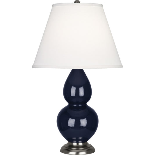 Robert Abbey  Midnight Small Double Gourd Accent Lamp in Midnight Blue Glazed Ceramic with Antique Silver Finished Accents MB12X