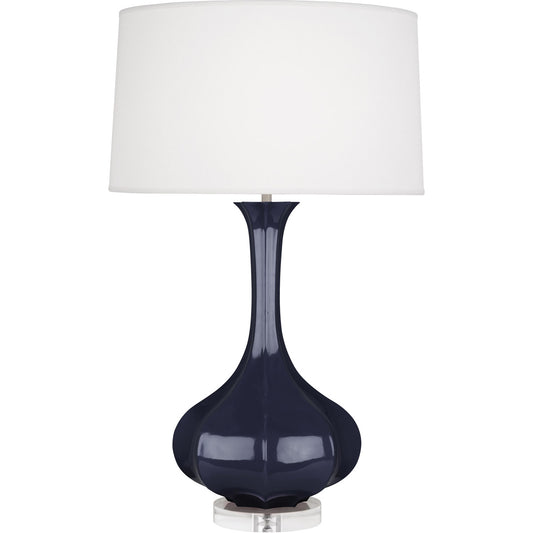 Robert Abbey  Midnight Pike Table Lamp in Midnight Blue Glazed Ceramic Lucite Base MB996