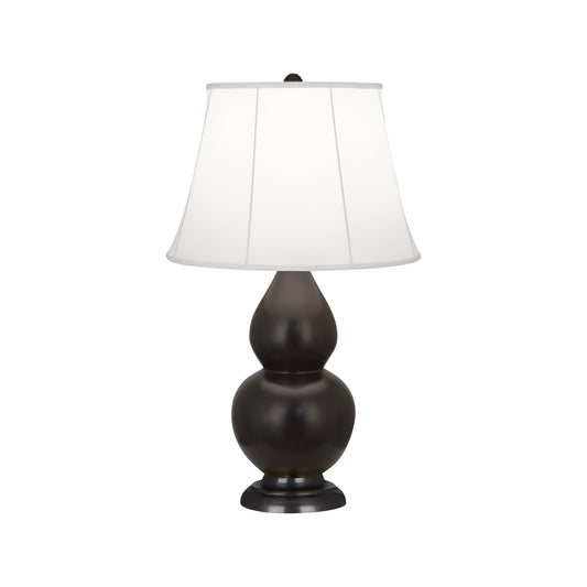 Robert Abbey  Matte Coffee Small Double Gourd Accent Lamp in Matte Coffee Glazed Ceramic with Deep Patina Bronze Finished Accents MCF11