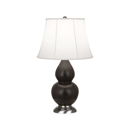 Robert Abbey  Matte Coffee Small Double Gourd Accent Lamp in Matte Coffee Glazed Ceramic with Antique Silver Finished Accents MCF12