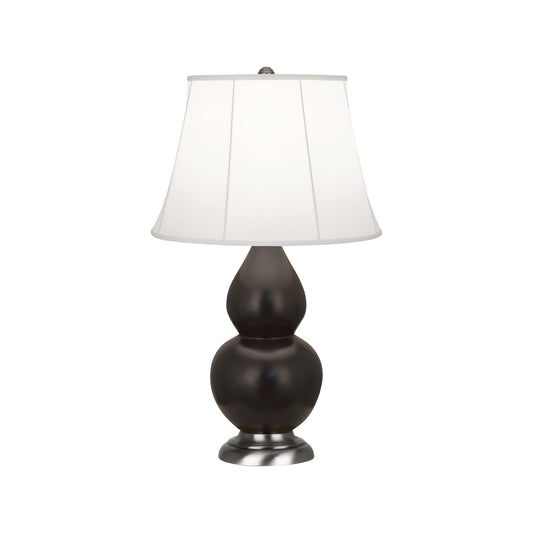 Robert Abbey  Matte Coffee Small Double Gourd Accent Lamp in Matte Coffee Glazed Ceramic with Antique Silver Finished Accents MCF12