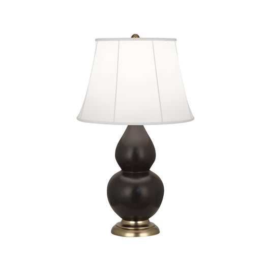 Robert Abbey  Matte Coffee Small Double Gourd Accent Lamp in Matte Coffee Glazed Ceramic with Antique Brass Finished Accents MCF14