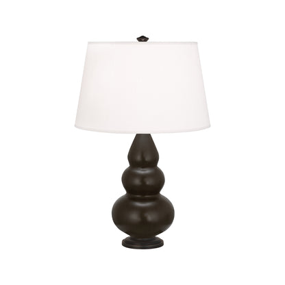 Robert Abbey  Matte Coffee Small Triple Gourd Accent Lamp in Matte Coffee Glazed Ceramic with Deep Patina Bronze Finished Accents MCF31