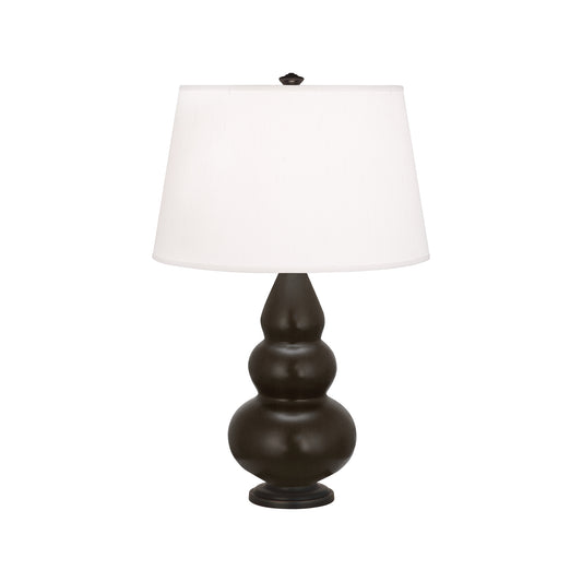 Robert Abbey  Matte Coffee Small Triple Gourd Accent Lamp in Matte Coffee Glazed Ceramic with Deep Patina Bronze Finished Accents MCF31