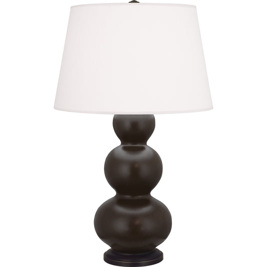 Robert Abbey  Matte Coffee Triple Gourd Table Lamp in MatteCoffee Glazed Ceramic with Deep Patina Bronze Finished Accents MCF41