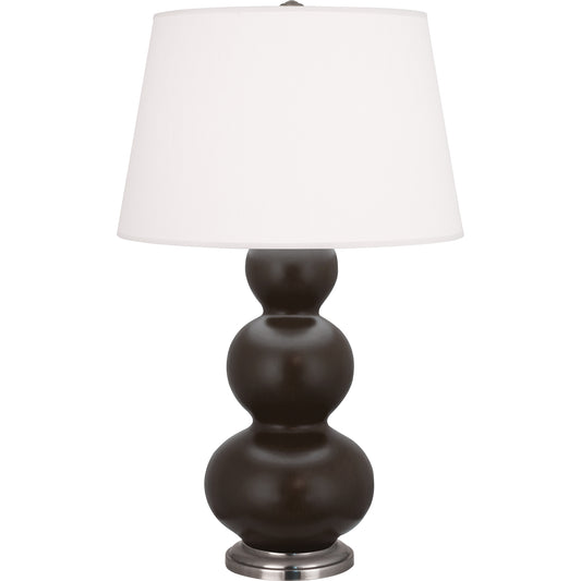 Robert Abbey  Matte Coffee Triple Gourd Table Lamp in Matte Coffee Glazed Ceramic with Antique Silver Finished Accents MCF42