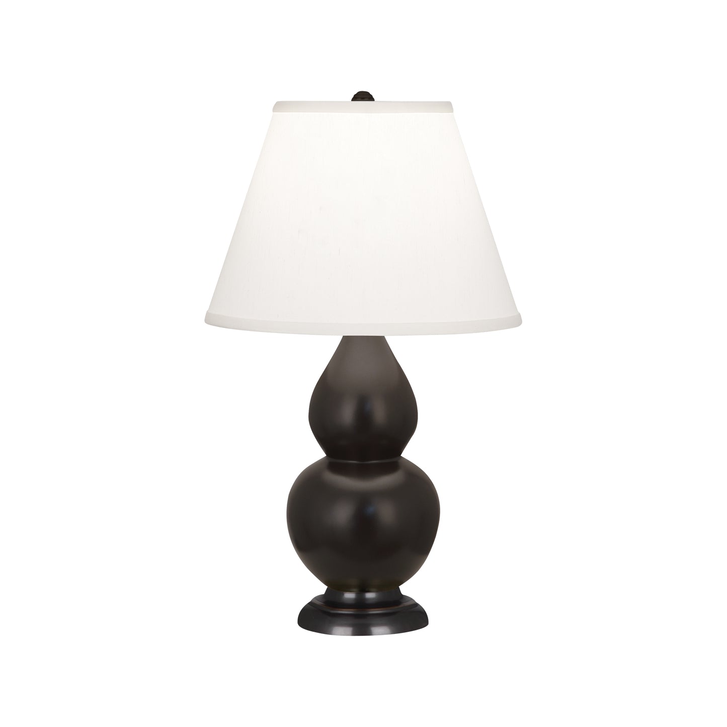 Robert Abbey  Matte Coffee Small Double Gourd Accent Lamp in Matte Coffee Glazed Ceramic with Deep Patina Bronze Finished Accents MCF51