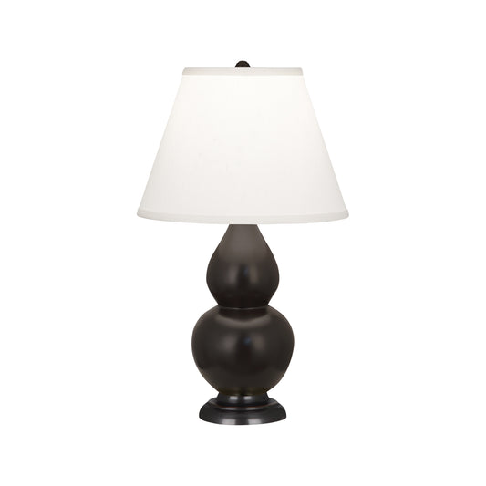 Robert Abbey  Matte Coffee Small Double Gourd Accent Lamp in Matte Coffee Glazed Ceramic with Deep Patina Bronze Finished Accents MCF51