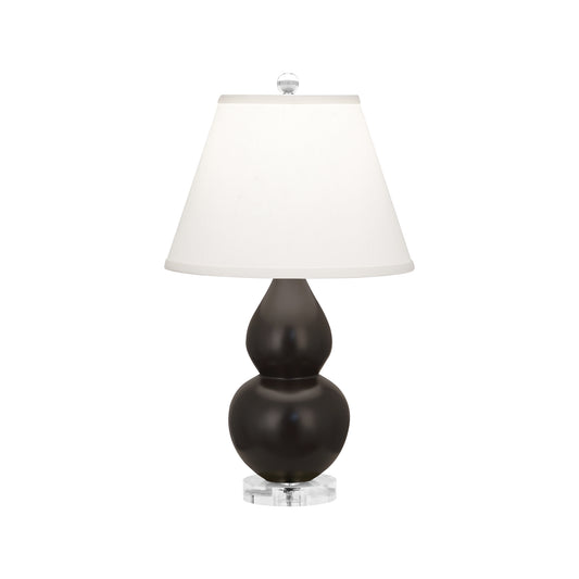 Robert Abbey  Matte Coffee Small Double Gourd Accent Lamp in Matte Coffee Glazed Ceramic with Lucite Base MCF53