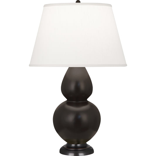 Robert Abbey  Matte Coffee Double Gourd Table Lamp in Matte Coffee Glazed Ceramic with Deep Patina Bronze Finished Accents MCF57