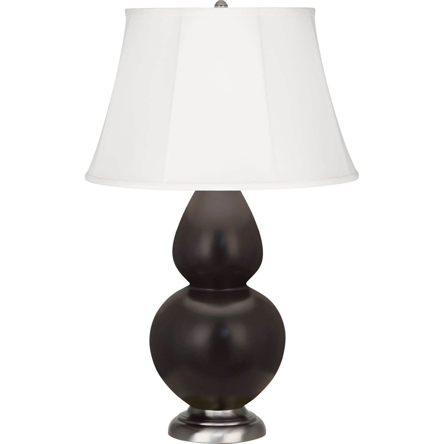 Robert Abbey  Matte Coffee Double Gourd Table Lamp in Matte Coffee Glazed Ceramic with Antique Silver Finished Accents MCF58