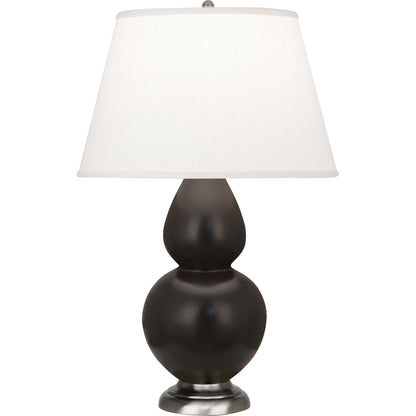 Robert Abbey  Matte Coffee Double Gourd Table Lamp in Matte Coffee Glazed Ceramic with Antique Silver Finished Accents MCF59