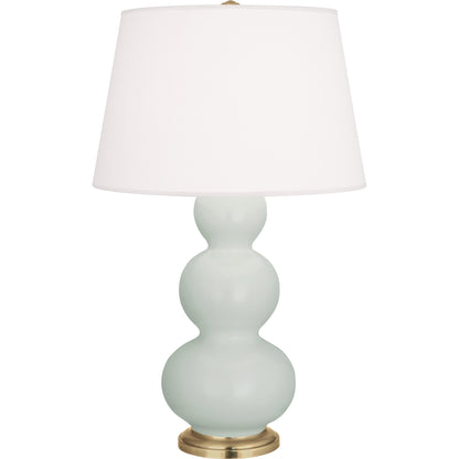 Robert Abbey  Matte Celadon Triple Gourd Table Lamp in Matte Celadon Glazed Ceramic with Antique Natural Brass Finished Accents MCL40