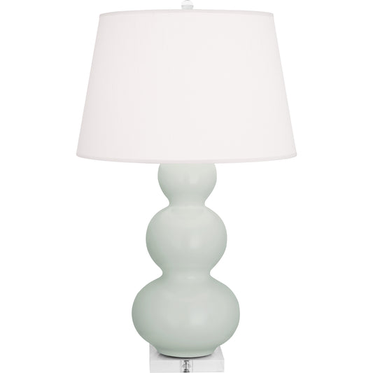 Robert Abbey  Matte Celadon Triple Gourd Table Lamp in Matte Celadon Glazed Ceramic with Lucite Base MCL43