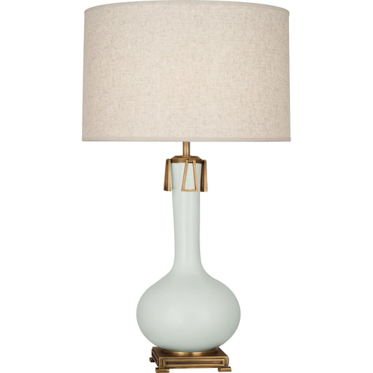 Robert Abbey  Matte Celadon Athena Table Lamp in Matte Celadon Glazed Ceramic with Aged Brass Accents MCL92