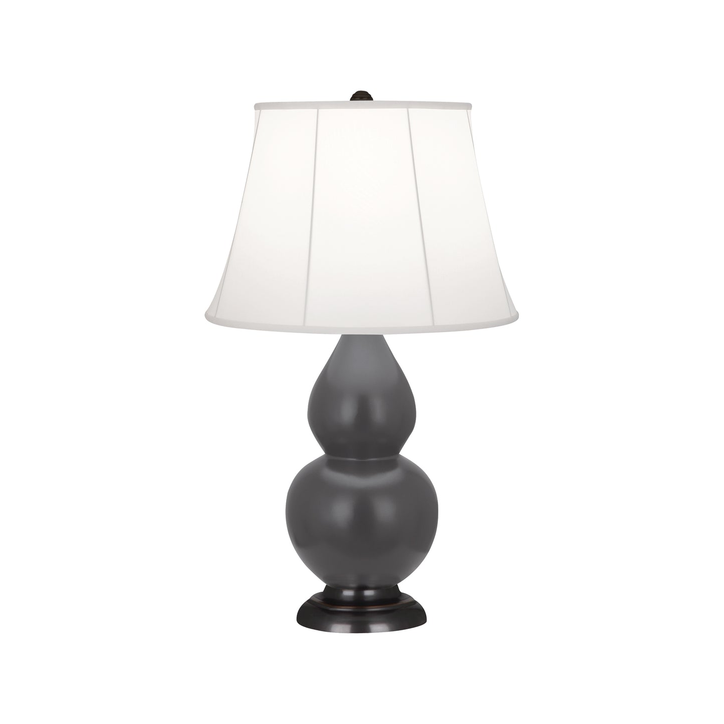 Robert Abbey  Matte Ash Small Double Gourd Accent Lamp in Matte Ash Glazed Ceramic with Deep Patina Bronze Finished Accents MCR11