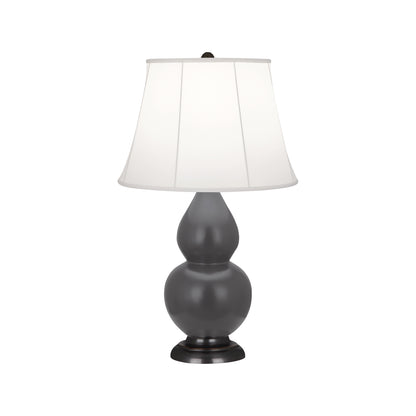 Robert Abbey  Matte Ash Small Double Gourd Accent Lamp in Matte Ash Glazed Ceramic with Deep Patina Bronze Finished Accents MCR11