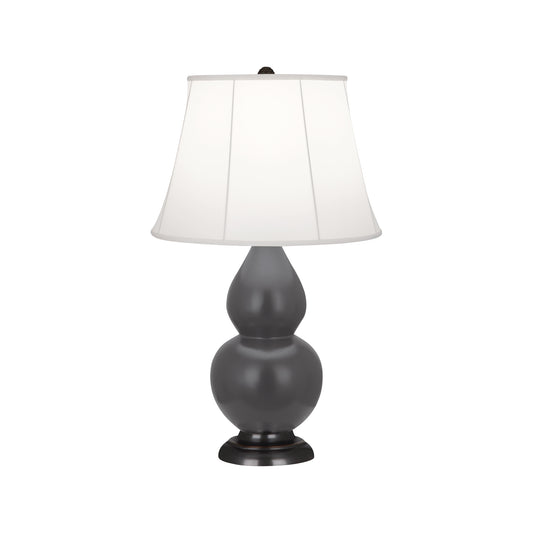 Robert Abbey  Matte Ash Small Double Gourd Accent Lamp in Matte Ash Glazed Ceramic with Deep Patina Bronze Finished Accents MCR11