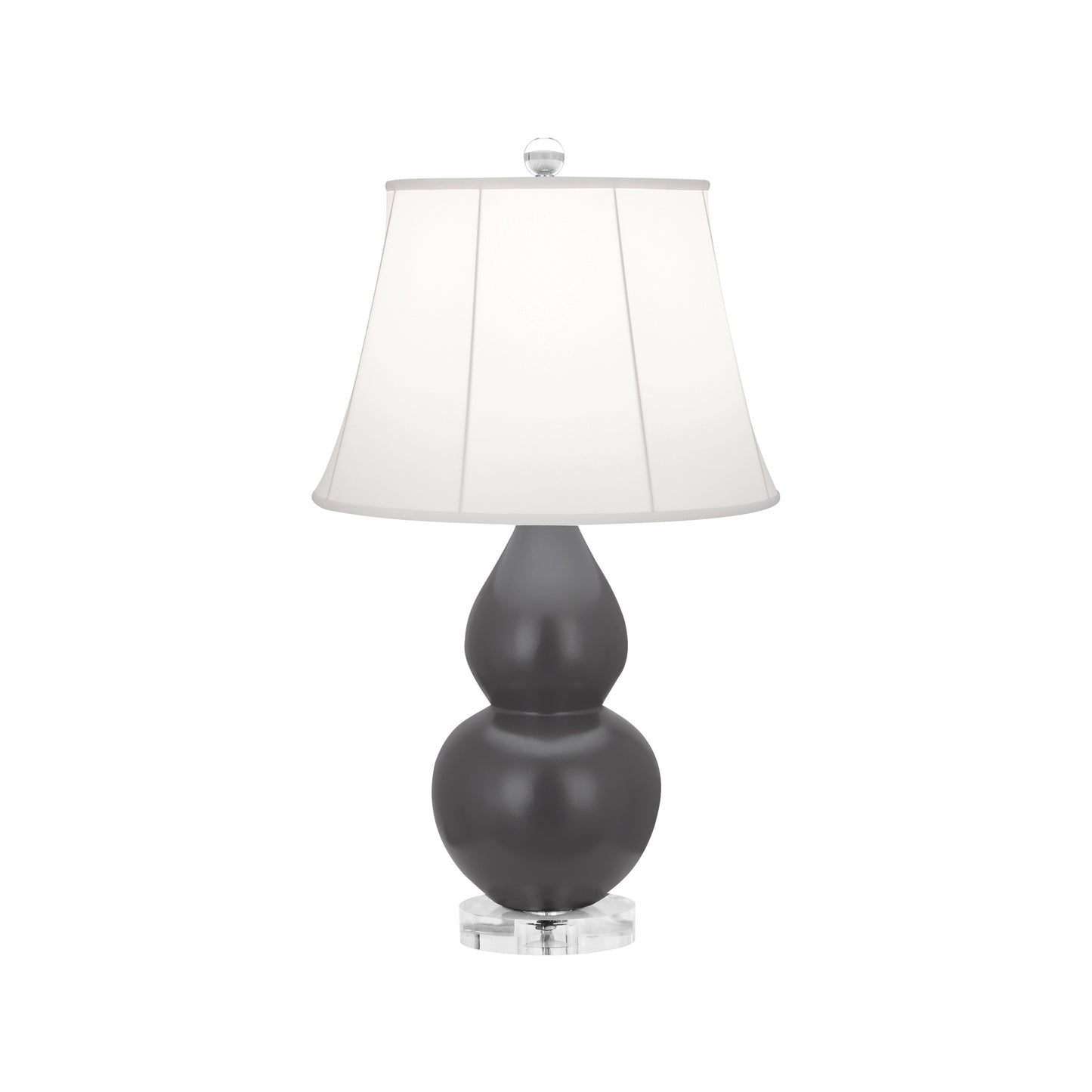 Robert Abbey  Matte Ash Small Double Gourd Accent Lamp in Matte Ash Glazed Ceramic with Lucite Base MCR13