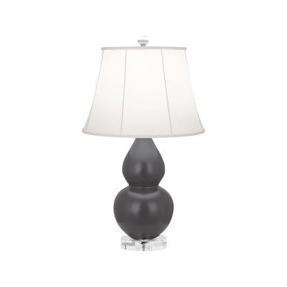 Robert Abbey  Matte Ash Small Double Gourd Accent Lamp in Matte Ash Glazed Ceramic with Lucite Base MCR13