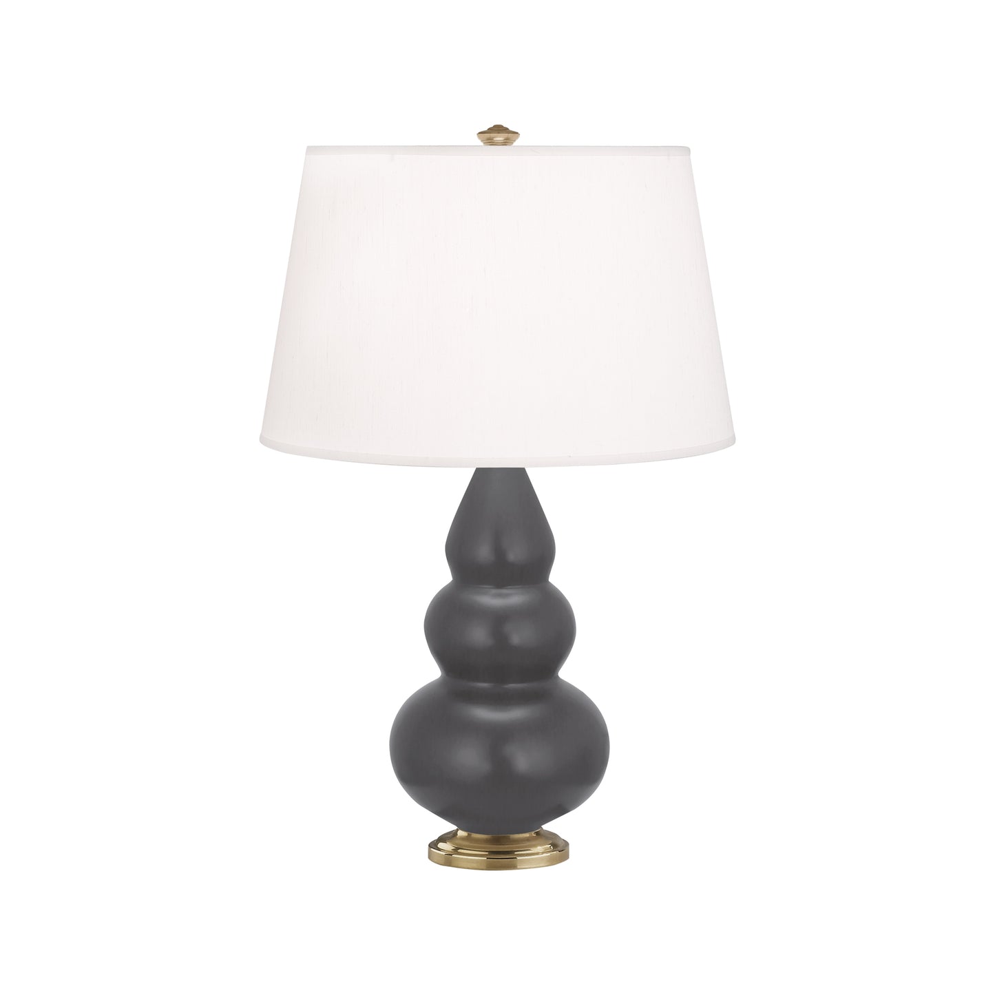 Robert Abbey  Matte Ash Small Triple Gourd Accent Lamp in Matte Ash Glazed Ceramic with Antique Brass Finished Accents MCR30