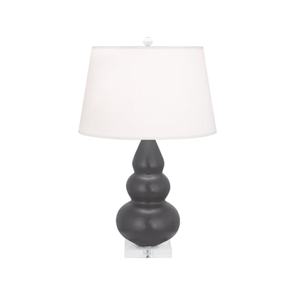 Robert Abbey  Matte Ash Small Triple Gourd Accent Lamp in Matte Ash Glazed Ceramic with Lucite Base MCR33