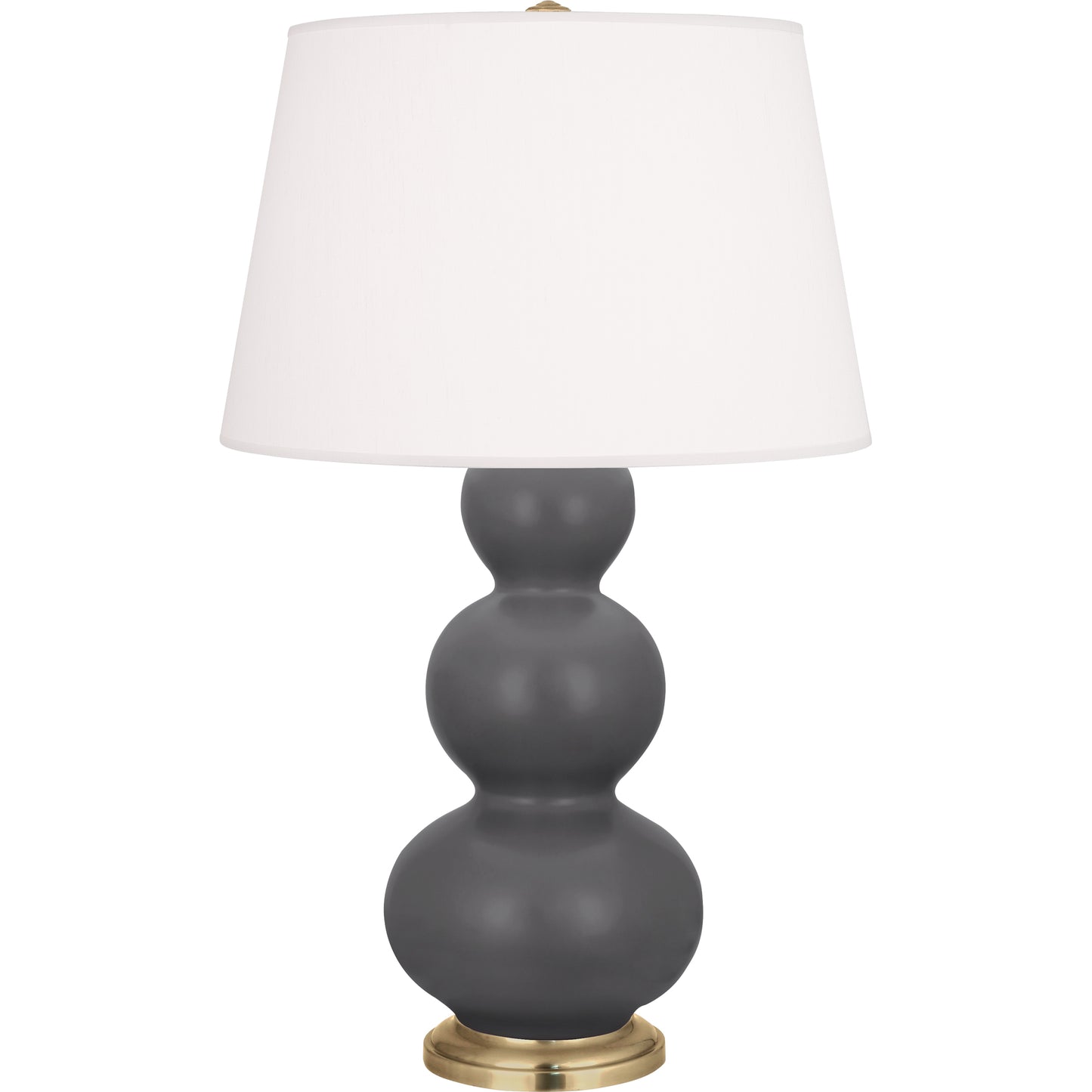 Robert Abbey  Matte Ash Triple Gourd Table Lamp in Matte Ash Glazed Ceramic with Antique Brass Finished Accents MCR40