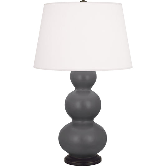 Robert Abbey  Matte Ash Triple Gourd Table Lamp in Matte Ash Glazed Ceramic with Deep Patina Bronze Finished Accents MCR41