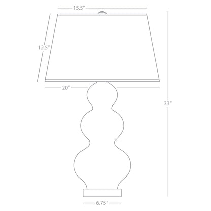 Robert Abbey  Matte Ash Triple Gourd Table Lamp in Matte Ash Glazed Ceramic with Lucite Base MCR43