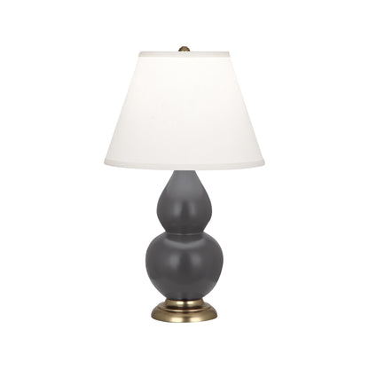 Robert Abbey  Matte Ash Small Double Gourd Accent Lamp in Matte Ash Glazed Ceramic with Antique Brass Finished Accents MCR50