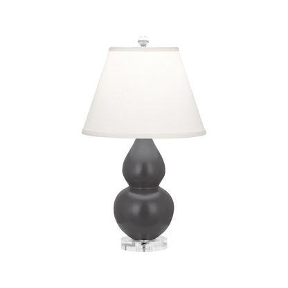 Robert Abbey  Matte Ash Small Double Gourd Accent Lamp in Matte Ash Glazed Ceramic with Lucite Base MCR53