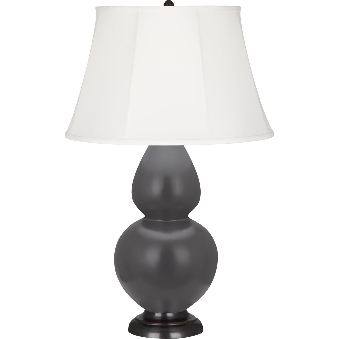 Robert Abbey  Matte Ash Double Gourd Table Lamp in Matte Ash Glazed Ceramic with Deep Patina Bronze Finished Accents MCR56