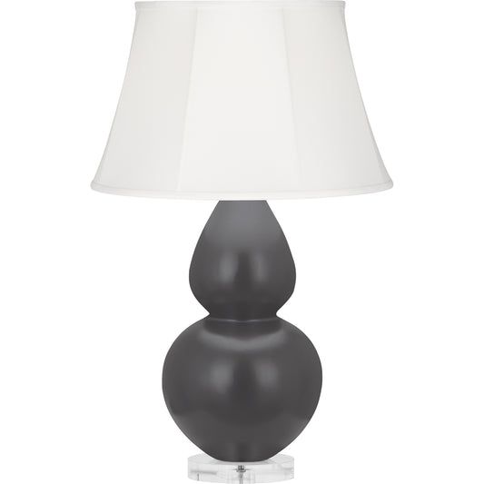 Robert Abbey  Matte Ash Double Gourd Table Lamp in Matte Ash Glazed Ceramic with Lucite Base MCR61