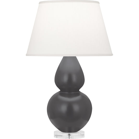 Robert Abbey  Matte Ash Double Gourd Table Lamp in Matte Ash Glazed Ceramic with Lucite Base MCR62