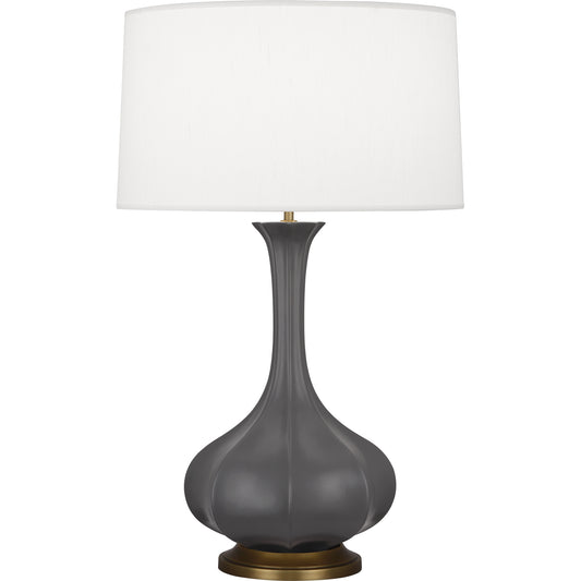 Robert Abbey  Matte Ash Pike Table Lamp in Matte Ash Glazed Ceramic with Aged Brass Accents MCR94