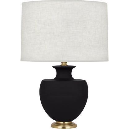 Robert Abbey  Michael Berman Matte Dark Coal Michael Berman Atlas Table Lamp in Matte Dark Coal Glazed Ceramic with Modern Brass Accents MDC21