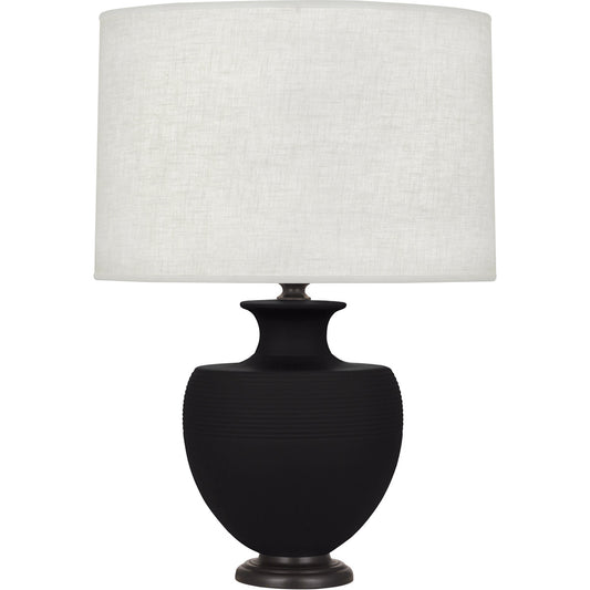 Robert Abbey  Michael Berman Matte Dark Coal Michael Berman Atlas Table Lamp in Matte Dark Coal Glazed Ceramic with Deep Patina Bronze Accents MDC22