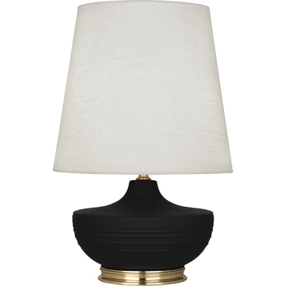 Robert Abbey  Michael Berman Matte Dark Coal Michael Berman Nolan Table Lamp in Matte Dark Coal Glazed Ceramic with Modern Brass Accents MDC24