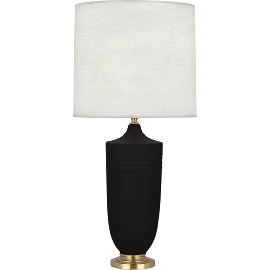 Robert Abbey  Michael Berman Matte Dark Coal Michael Berman Hadrian Table Lamp in Matte Dark Coal Glazed Ceramic with Modern Brass Accents MDC27